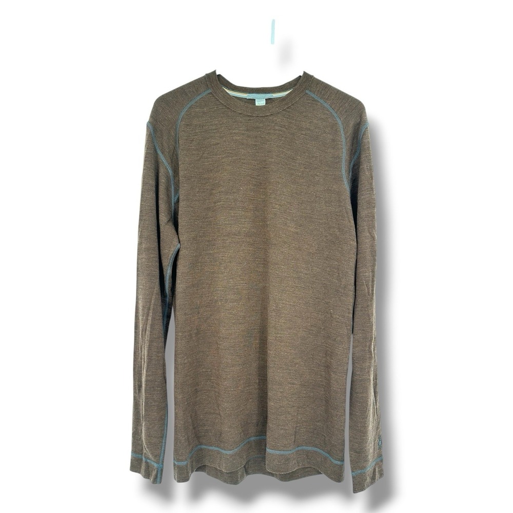 Smartwool Men's L Brown 100% Merino Wool Long Sleeve Base Layer Thermal Shirt